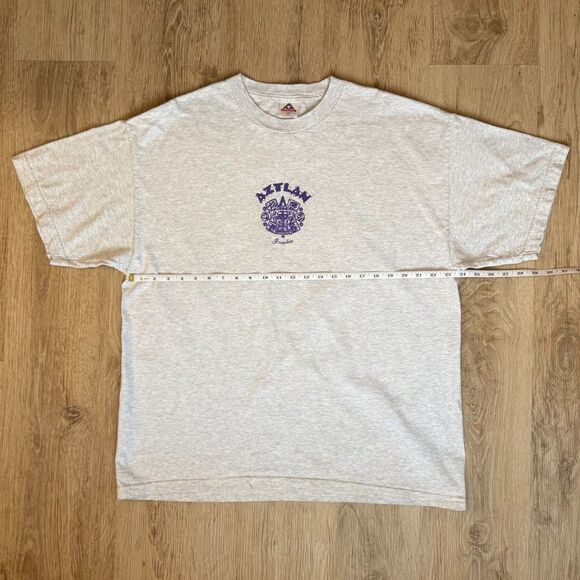 Vintage Aztlán La Raza Los Angeles Graphic T-Shirt Gray 2XL Aztec Calendar - Picture 4 of 5